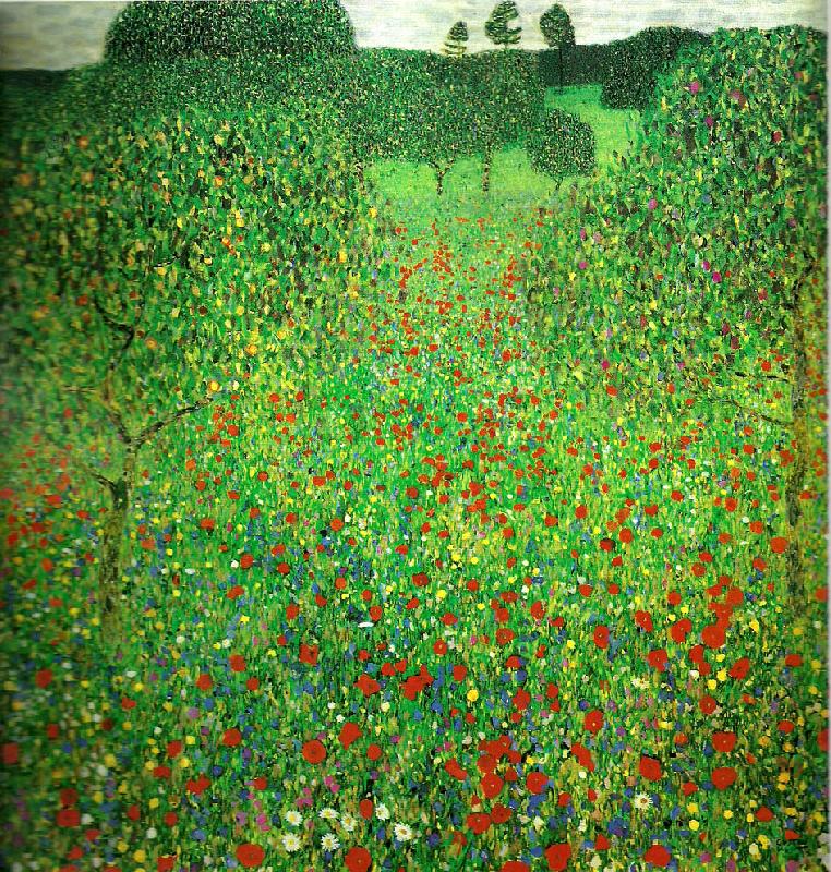 Gustav Klimt vallmofalt oil painting image
